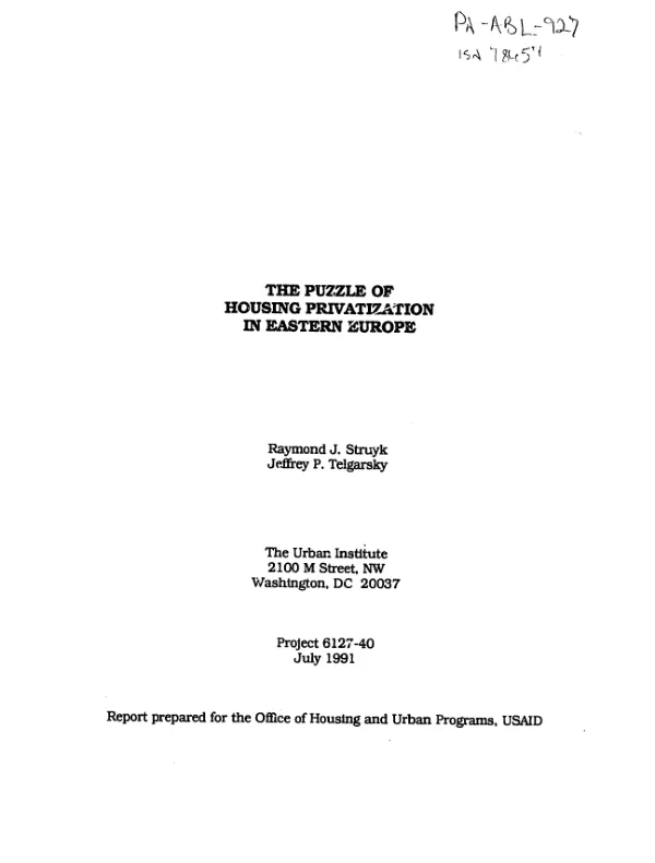 Puzzle of housing privatization in Eastern Europe