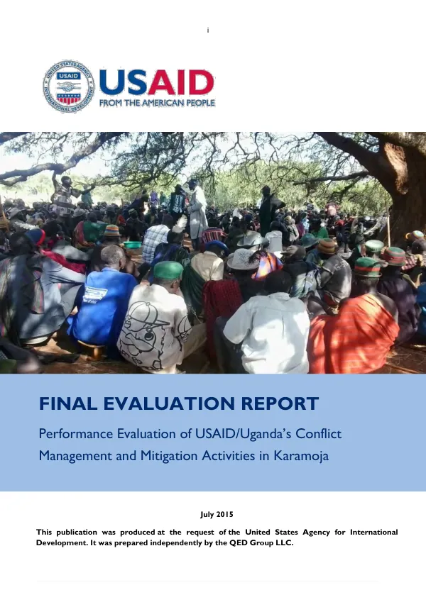 Performance evaluation of USAID/Uganda conflict management and mitigation activities in Karamoja