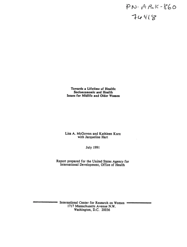 Towards a lifetime of health : socioeconomic and health issues for midlife and older women