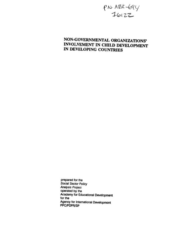 Non-governmental organizations" involvement in child development in developing countries