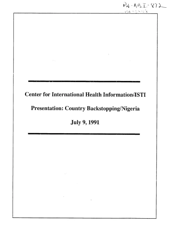 Center for International Health Information/ISTI presentation : country backstopping/Nigeria