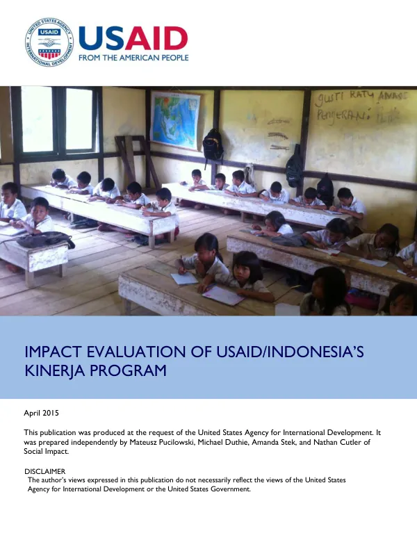 Impact evaluation of USAID/Indonesia's Kinerja program