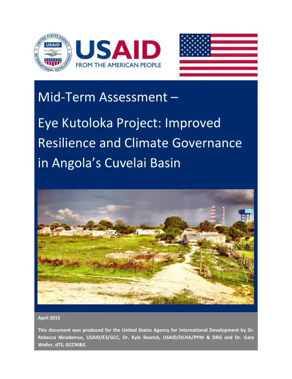Mid-term assessment -- eye kutoloka project : improved resilience and climate governance in Angola's Cuvelai Basin
