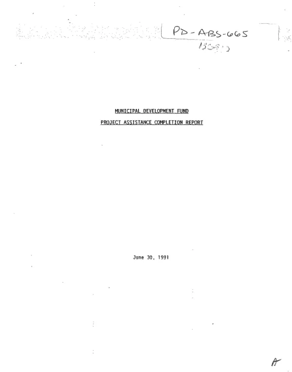 Municipal development fund : project assistance completion report