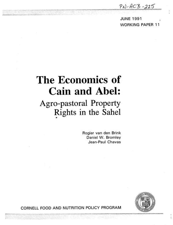 Economics of Cain and Abel : agro-pastoral property rights in the Sahel