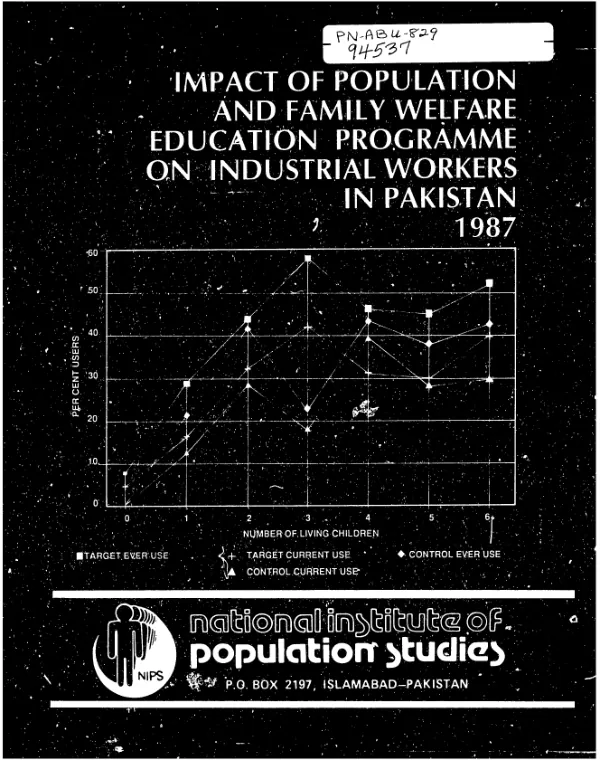 Impact of population and family welfare education programme on industrial workers in Pakistan, 1987