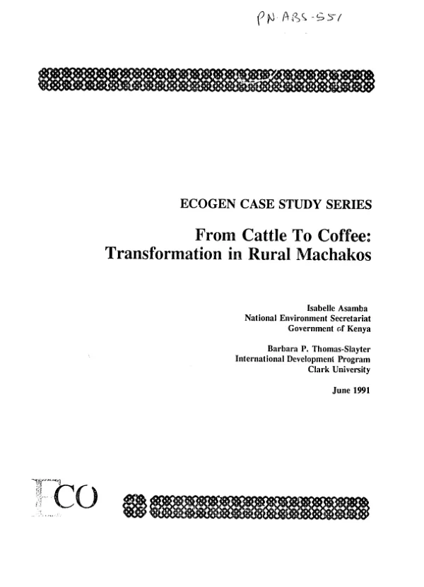 From cattle to coffee : transformation in rural Machakos