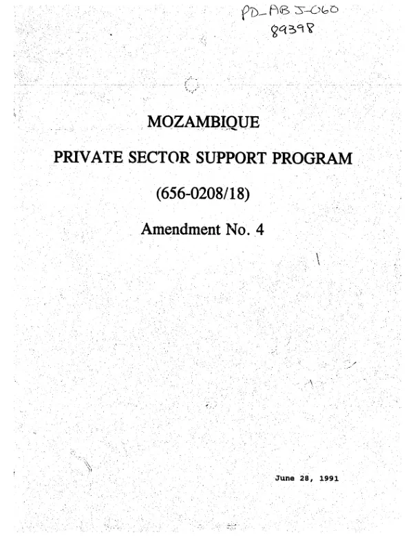 Mozambique : private sector support program : amendment no. 4