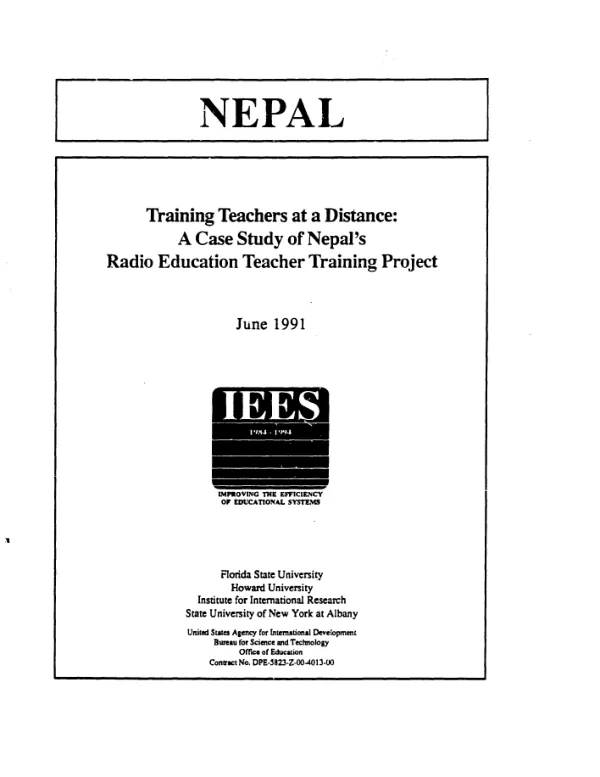 Nepal : training teachers at a distance -- a case study of Nepal"s radio education teacher training project