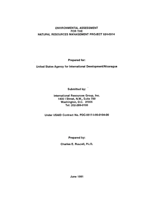 Environmental assessment for the natural resources management project 524-0314