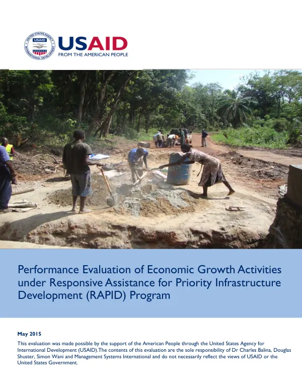 Performance evaluation of economic growth activities under responsive assistance for priority infrastructure development (RAPID)