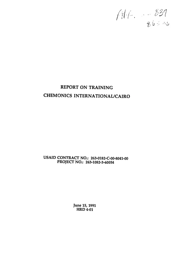 Report on training : Chemonics International/Cairo