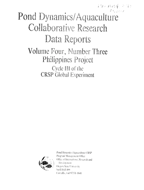 Pond dynamics/aquaculture collaborative research data reports : volume four, number three, Philippines project -- cycle III of the CRSP global experiment
