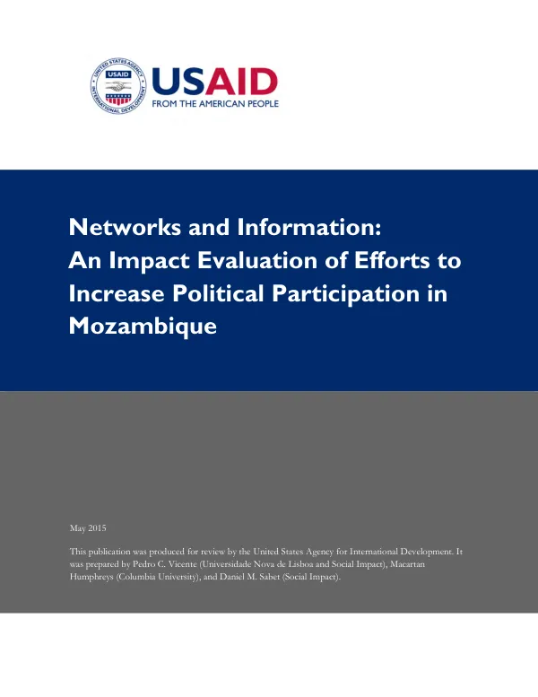 Networks and information : an impact evaluation of efforts to increase political participation in Mozambique
