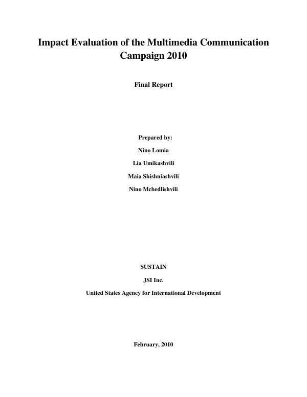 Impact evaluation of the multimedia communication campaign 2010