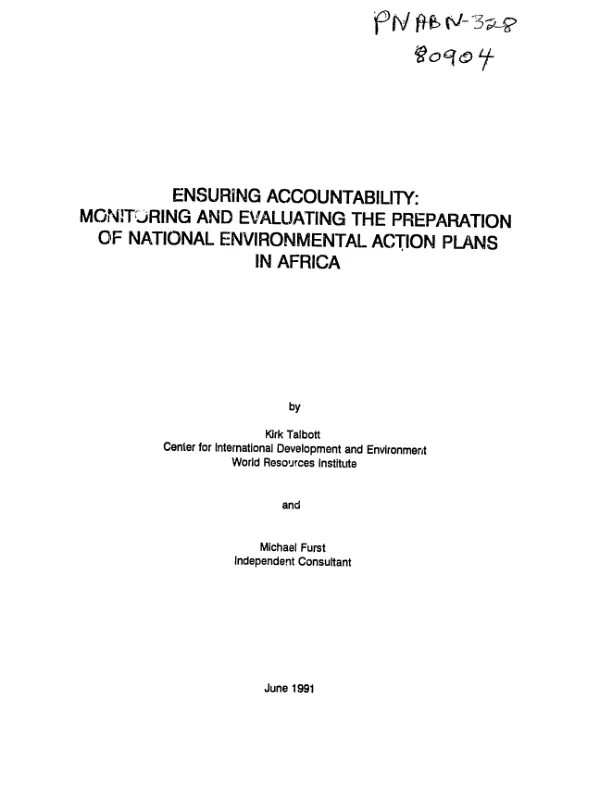 Ensuring accountability : monitoring and evaluating the preparation of national environmental action plans in Africa