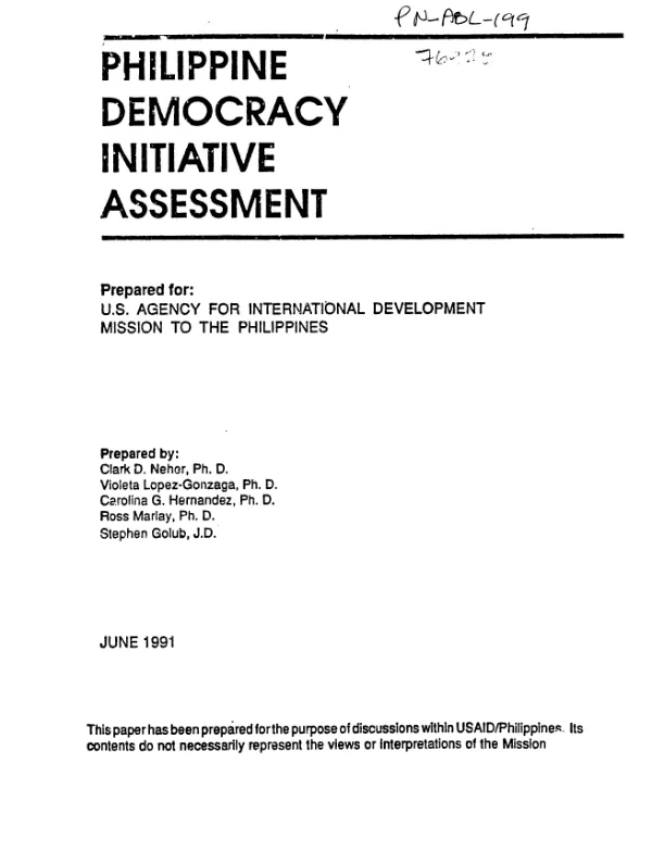 Philippine democracy initiative assessment