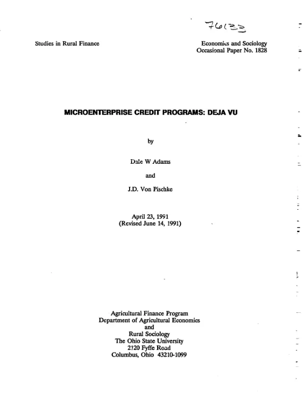 Microenterprise credit programs : deja vu