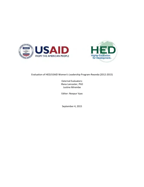 Evaluation of HED/USAID women's leadership program-Rwanda (2012-2015)
