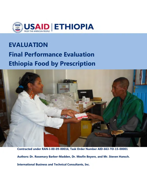 Final performance evaluation of Ethiopia food by prescription