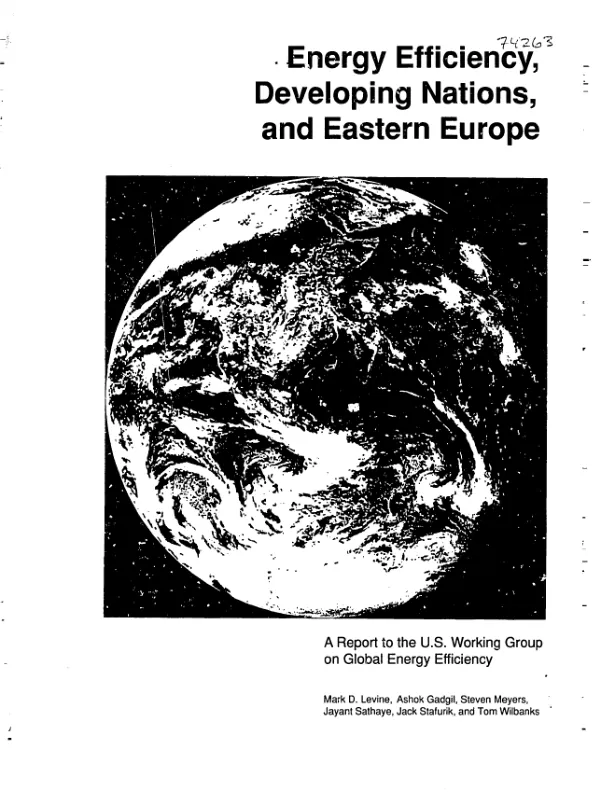 Energy efficiency, developing nations, and Eastern Europe : a report to the US working group on global energy efficiency