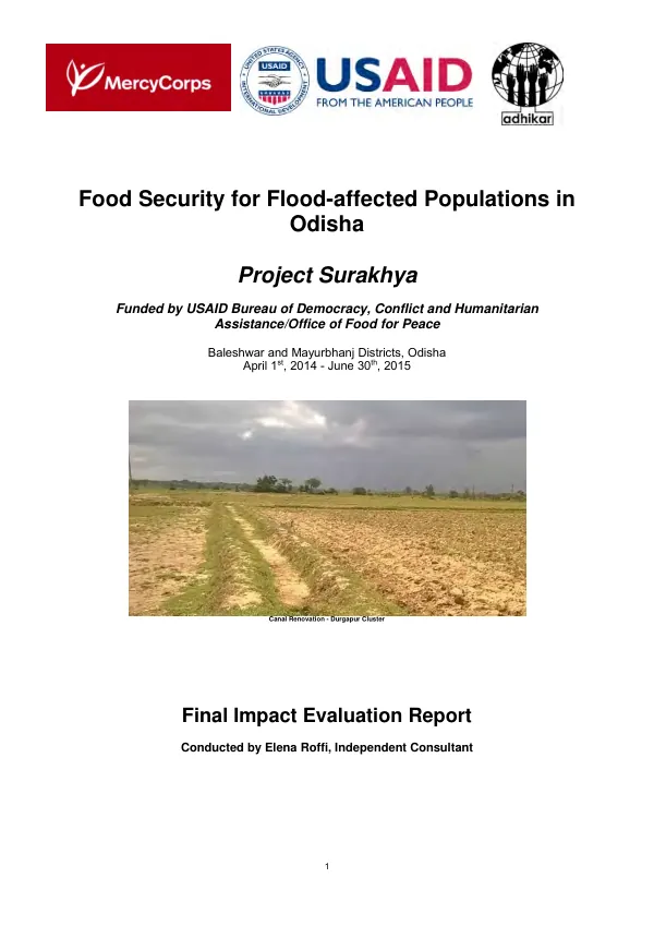 Food security for flood-affected populations in Odisha : project surakhya : final impact evaluation report