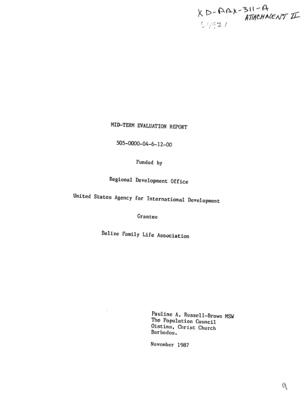Mid-term evaluation report [: Belize family life education], 505-0000-04-6-12-00