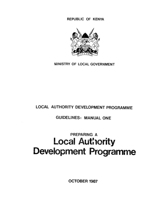 Local authority development programme guidelines : manual one -- preparing a local authority development programme
