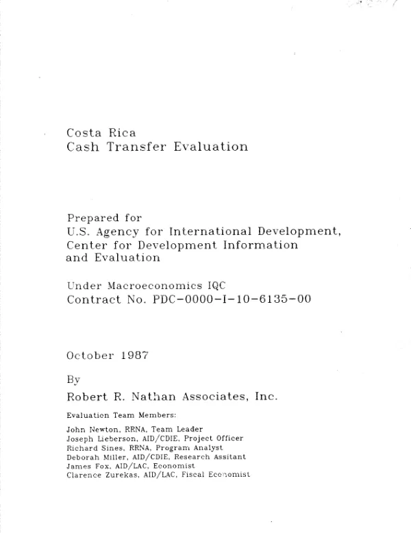 Costa Rica : cash transfer evaluation