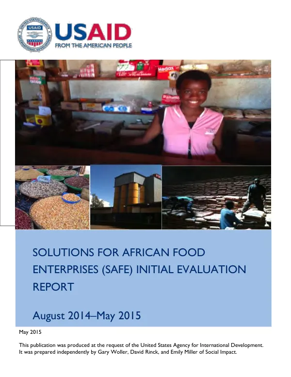 Solutions for African food enterprises (SAFE) initial evaluation report