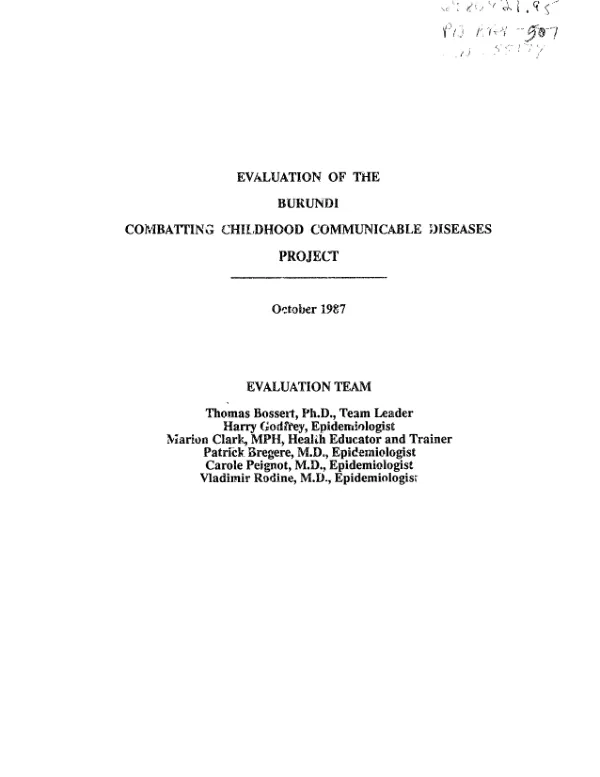 Evaluation of the Burundi combatting childhood communicable diseases project