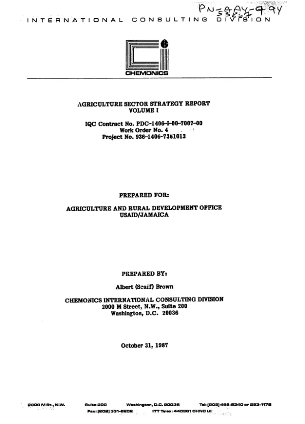 Agriculture sector strategy report [for USAID/Jamaica]