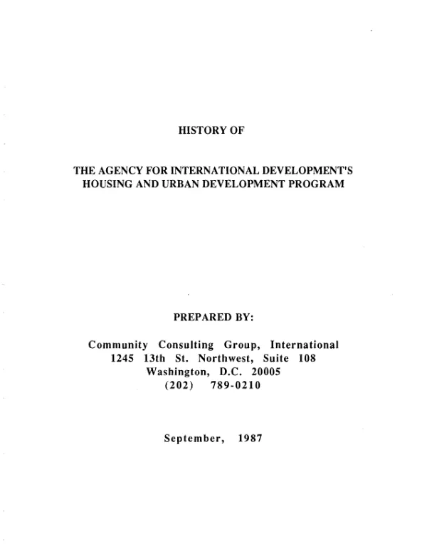 History of the Agency for International Development"s housing and urban development program