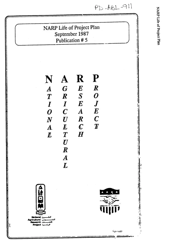 National agricultural research project : life of project plan