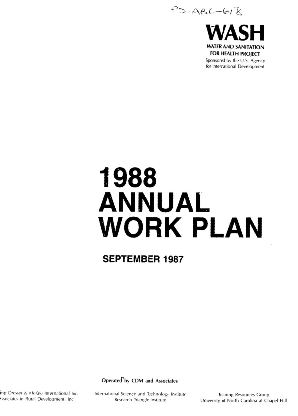 WASH 1988 annual work plan