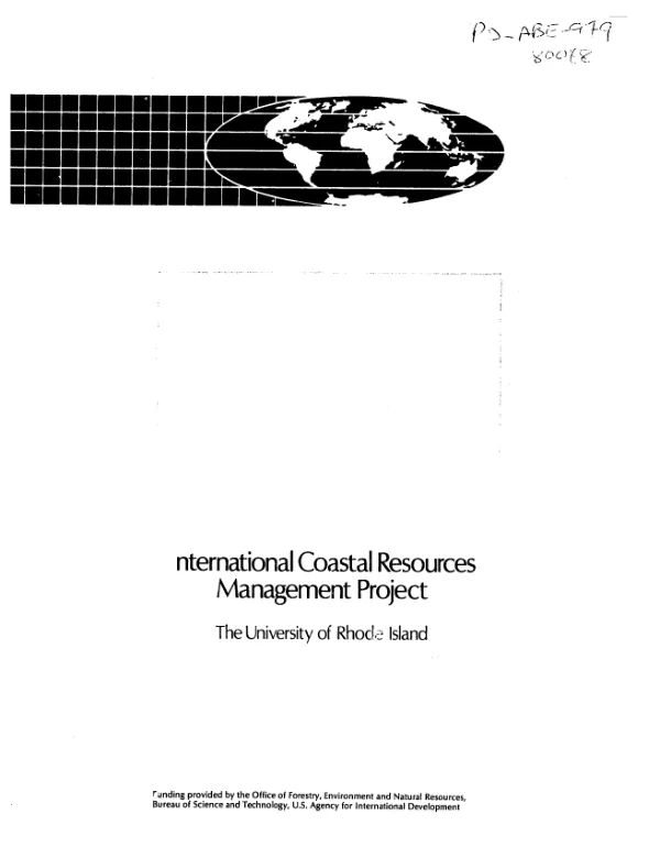 University of Rhode Island/USAID [URI/AID] international coastal resources management project : Ecuador -- second year work plan, 1 October, 1986-30 September, 1987