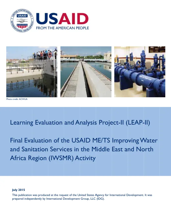 Final evaluation of the improving water and sanitation services in the Middle East and North Africa region (IWSMR) activity