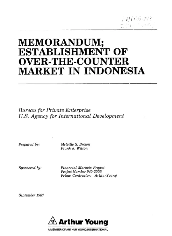 Memorandum : establishment of over - the - counter market in Indonesia