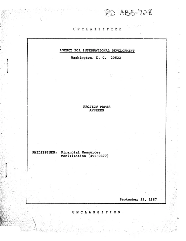 Financial resources mobilization (492-0377) : project paper annexes