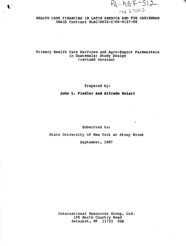 Primary health care services and agro-export farmworkers in Guatemala : study design