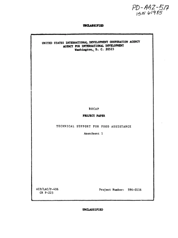 Technical support for food assistance programs : amendment no. 1