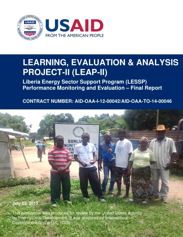 Liberia energy sector support program performance monitoring and evaluation : final report