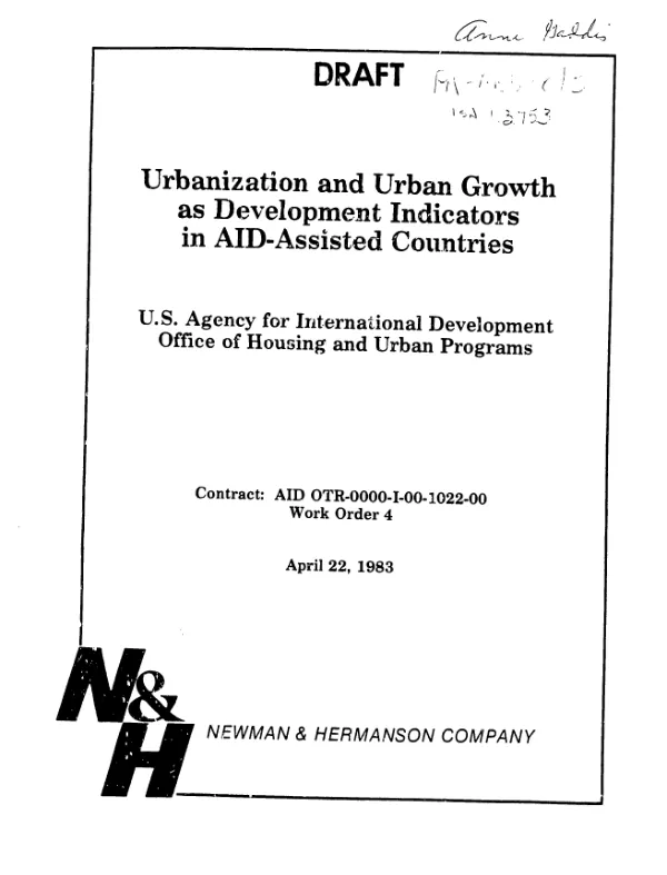 Urbanization and urban growth as development indicators in AID-assisted countries