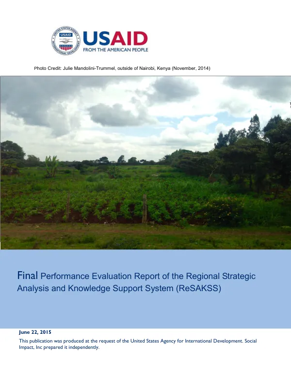 Final performance evaluation report of the regional strategic analysis and knowledge support system (ReSAKSS)