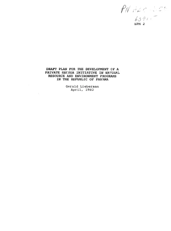Draft plan for the development of a private sector initiative in natural resource and environment programs in the Republic of Panama