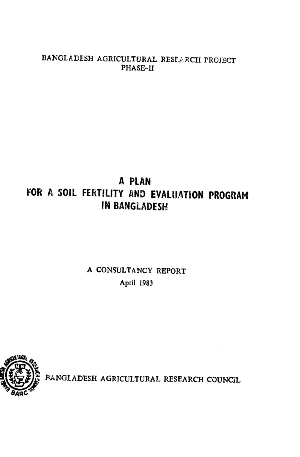 Evaluation and improvement of soil fertility in Bangladesh : consultancy report