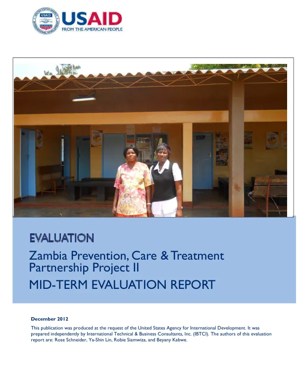 Zambia prevention, care & treatment partnership project II : mid-term evaluation report