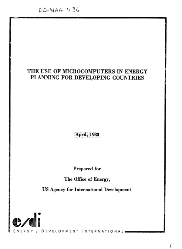 Use of microcomputers in energy planning for developing countries