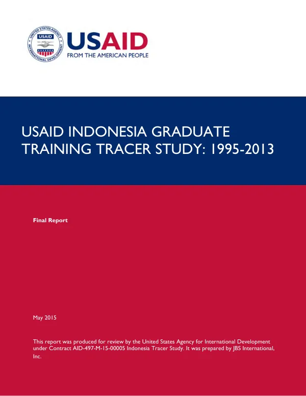 USAID Indonesia graduate training tracer study : 1995-2013