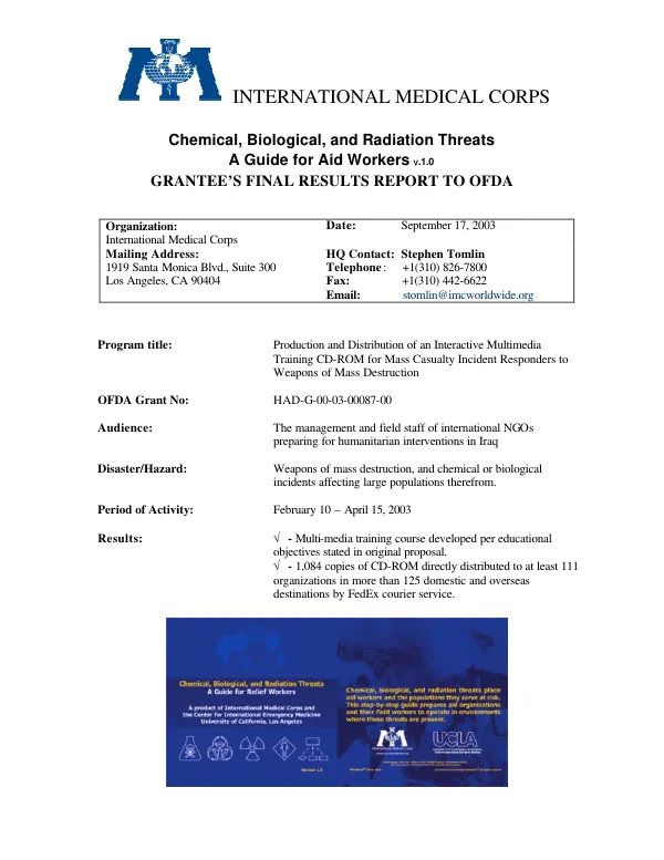 Final report to: US Agency for International Development, Amman, Jordan : a water quality monitoring program for Jordan